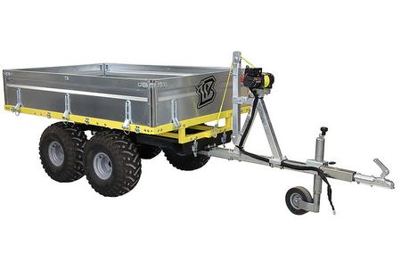 Skogsvagn med låga sidor och vinsch