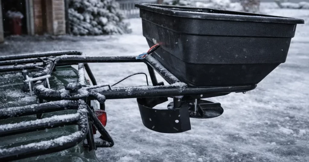 Test av Sandspridare för fyrhjuling 57 liter
