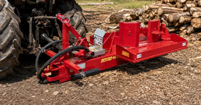 Test av Split-Fire Vedklyv för traktorhydraulik 32 ton