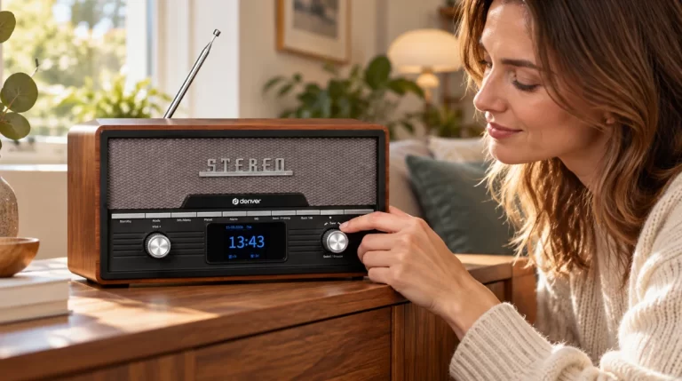 Test av Denver MDA-525DW musikanläggning mörkt trä