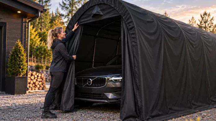 Test av Fornorth Garagetält 4x8m 500g/m2 svart